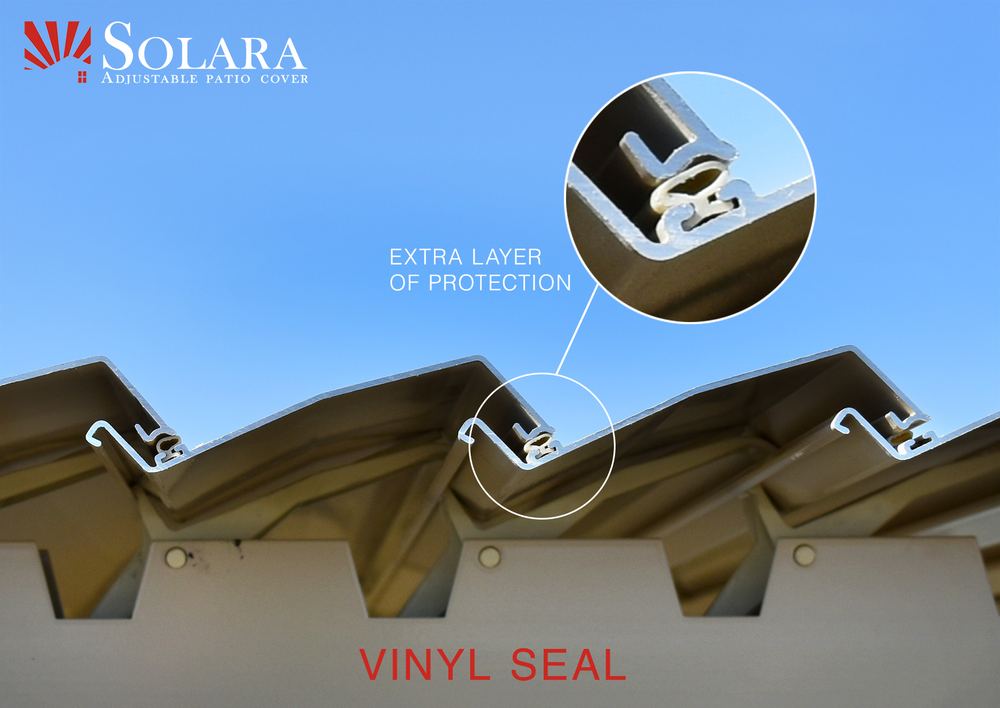 Solara louvers with vinyl seal detail
